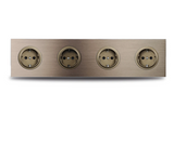 Prise Murale Aluminium Brossé Marron Multiport Élégance – Prise Schuko avec USB et RJ45 | Installation Encastrée | Connectivité Moderne