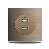 Prise Murale Aluminium Brossé Marron Multiport Élégance – Prise Schuko avec USB et RJ45 | Installation Encastrée | Connectivité Moderne