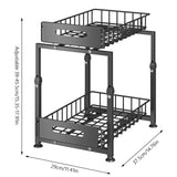 Organisateur Coulissant Cuisine Double Niveau Acier Premium – Rangement Sous Évier Ajustable | Panier Extractible | Support Épices Gain de Place