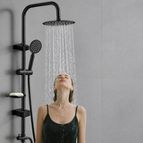 Ensemble de douche pluie avec mitigeur et douchette – système pour baignoire en acier inoxydable finition noire ou chromée