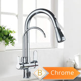 Mitigeur de Cuisine 2 Voies Vintage – Robinet en Laiton Antique avec Filtration et Douchette Extractible 360°