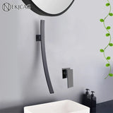Wandgemonteerde Wastafelkraan – Donkere Afwerking | 2-Gats | Warm & Koud Water | Metaal