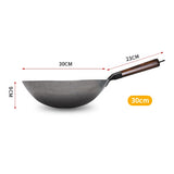 Wok en Fer Forgé 100 % Naturel – Fabrication Artisanale avec Manche en Bois