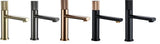 Robinet de lavabo design avec poignée texturée en noir et or rose