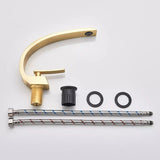 Robinet de lavabo incurvé moderne en laiton avec mitigeur eau chaude et froide