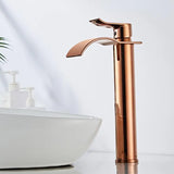Robinet de Lavabo Cascade Or Rose – Mitigeur Monocommande Design en Laiton
