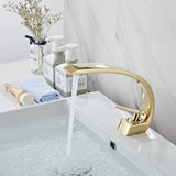 Robinet de lavabo incurvé moderne en laiton avec mitigeur eau chaude et froide