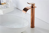 Robinet de Lavabo Cascade Or Rose – Mitigeur Monocommande Design en Laiton