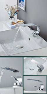 Robinet Cascade WaveLine – Mitigeur Monocommande pour Vasque, Design Moderne Noir/Chrome/Blanc/Or