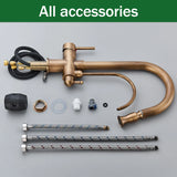Mitigeur de Cuisine 2 Voies Vintage – Robinet en Laiton Antique avec Filtration et Douchette Extractible 360°