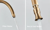 Mitigeur de Cuisine 2 Voies Vintage – Robinet en Laiton Antique avec Filtration et Douchette Extractible 360°