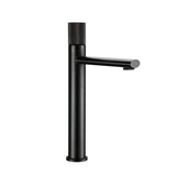 Robinet de lavabo design avec poignée texturée en noir et or rose