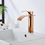 Robinet de Lavabo Cascade Or Rose – Mitigeur Monocommande Design en Laiton