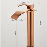 Robinet de Lavabo Cascade Or Rose – Mitigeur Monocommande Design en Laiton