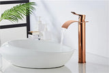 Robinet de Lavabo Cascade Or Rose – Mitigeur Monocommande Design en Laiton