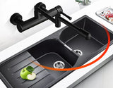 Robinet Mural AquaTurn Noir – Mitigeur Cuisine Pivotant 360° avec Eau Chaude & Froide