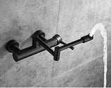 Robinet Mural AquaTurn Noir – Mitigeur Cuisine Pivotant 360° avec Eau Chaude & Froide