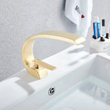 Robinet de lavabo incurvé moderne en laiton avec mitigeur eau chaude et froide