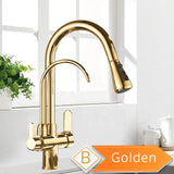 Mitigeur de Cuisine 2 Voies Vintage – Robinet en Laiton Antique avec Filtration et Douchette Extractible 360°