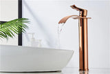 Robinet de Lavabo Cascade Or Rose – Mitigeur Monocommande Design en Laiton