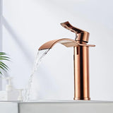 Robinet de Lavabo Cascade Or Rose – Mitigeur Monocommande Design en Laiton