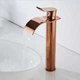 Robinet de Lavabo Cascade Or Rose – Mitigeur Monocommande Design en Laiton