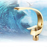 Robinet de lavabo incurvé moderne en laiton avec mitigeur eau chaude et froide