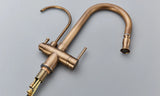Mitigeur de Cuisine 2 Voies Vintage – Robinet en Laiton Antique avec Filtration et Douchette Extractible 360°