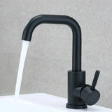 Robinet de lavabo rotatif en acier inoxydable finition nickel noir avec levier unique