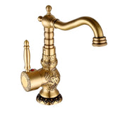 BronzeÉlégance – Robinet de Lavabo Gravé en Laiton Vieilli