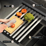 FlexiRack – Égouttoir Extensible et Pliable en Acier Inoxydable 304 pour Évier de Cuisine