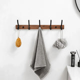 Porte-Manteaux Mural en Bois Noir – Patère Design Moderne à 5 Crochets