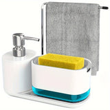 CleanMaster SoapStation 5-en-1 – Distributeur Multifonction avec Support Éponge et Torchons