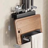 Support Mural pour Couteaux avec Rangement Planche à Découper – Étagère de Cuisine en Acier Inoxydable