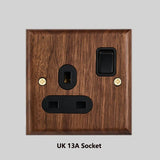Interrupteur Mural -Noble Walnut – Bois Massif, Laiton et Option USB
