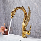 Robinet de lavabo en laiton avec bec en forme de cygne et effet cascade