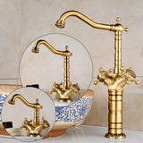 BronzeÉlégance – Robinet de Lavabo Gravé en Laiton Vieilli
