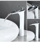 Robinet de Lavabo Cascade Blanc Moderne à Commande Unique