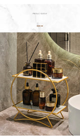 Organisateur 2 Niveaux -Élégance Marbre – Rangement Luxe pour Parfums, Maquillage et Soins