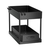 Organisateur Coulissant Extensible 2 Niveaux – Rangement Sous Évier avec Paniers, Crochets et Gobelet