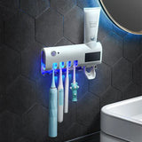 PureDent Porte-Brosses à Dents UV Solaire avec Distributeur de Dentifrice