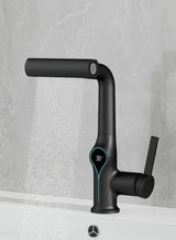 Robinet de lavabo cascade avec affichage numérique de température et bec réglable