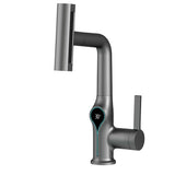 Robinet de lavabo cascade avec affichage numérique de température et bec réglable
