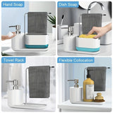 CleanMaster SoapStation 5-en-1 – Distributeur Multifonction avec Support Éponge et Torchons