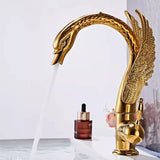 Robinet de lavabo en laiton avec bec en forme de cygne et effet cascade
