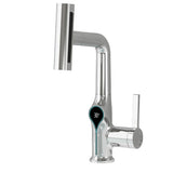 Robinet de lavabo cascade avec affichage numérique de température et bec réglable