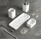 MarbleLux – Set de Salle de Bain 4 Pièces en Résine Effet Marbre