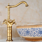 BronzeÉlégance – Robinet de Lavabo Gravé en Laiton Vieilli