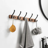 Porte-Manteaux Mural en Bois Noir – Patère Design Moderne à 5 Crochets