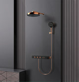 Colonne de douche thermostatique encastrée en laiton – Ensemble haut de gamme avec pomme de douche effet pluie